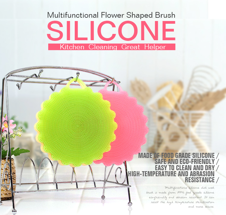 Wholesale custom soft dish wash brush bpa free silicone kitchenware