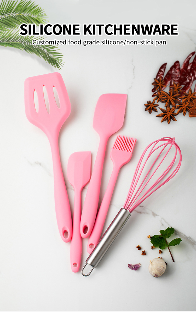 Best Seller Amazon Silicone Kitchenware 5 pcs Kitchen Accessories Cooking Utensil Set