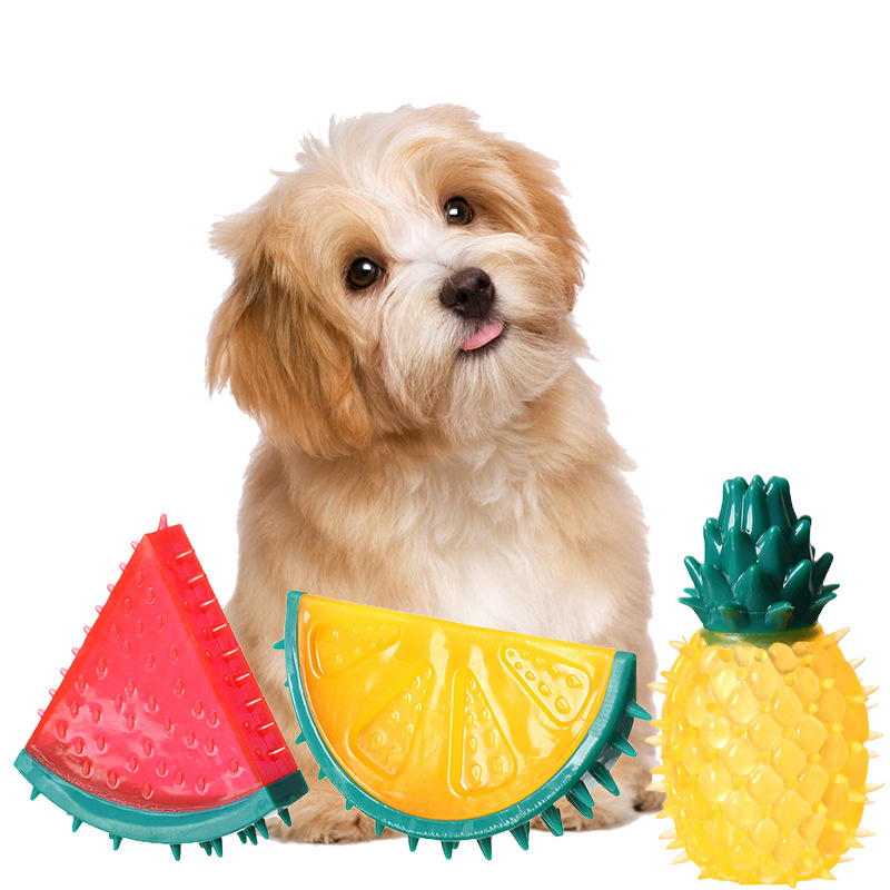 New Trend Colorful Fruit Cartoon Animal Pet Supplies Toy Lovely Eco-friendly Dog Toy Pet Silicone Toothbrush Chew Toys