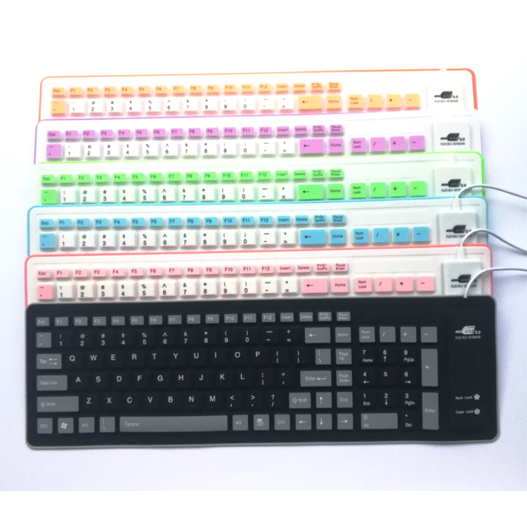 103 key  USB Wired Waterproof Rollup Silicone Foldable Keyboard