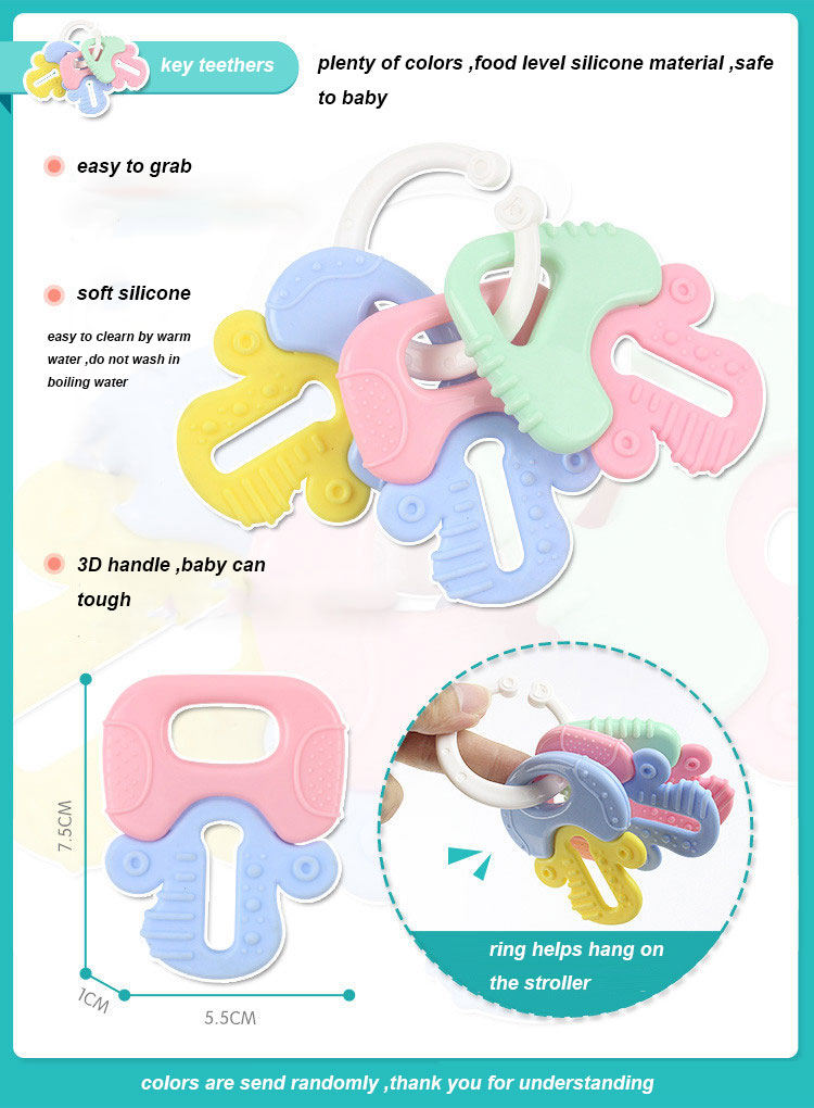 Soft Key ring Fruit shape food Grade silicone baby teethers toys toddler Grasp Chew Toy BPA free infant Training Toothbrush