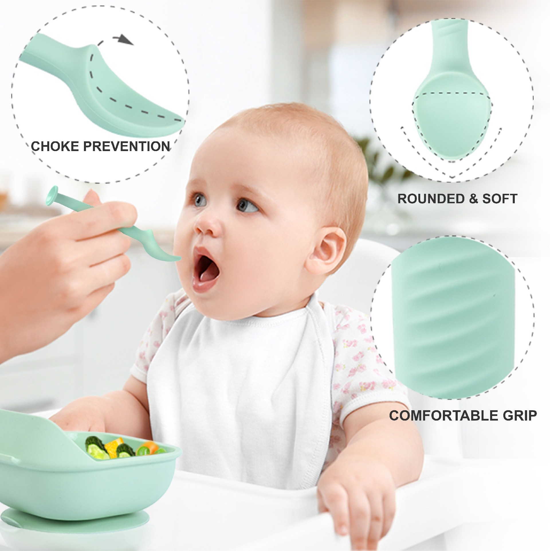 2020 New Design Food grade silicone Baby Bowl With Spoon