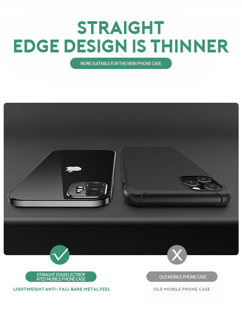 In Bulk Straight Edge Electroplating Design Transparent Silicone Phone case For Iphone X 11 12 Pro Max