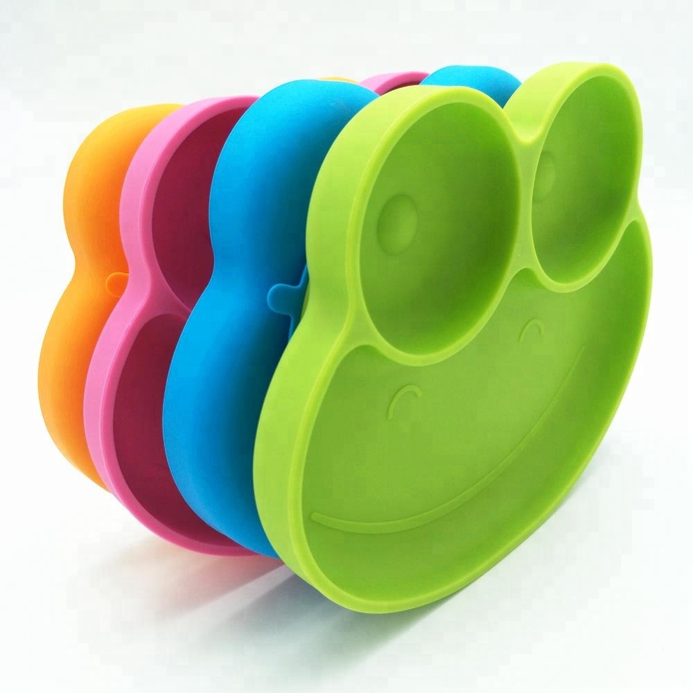 Food Grade silicone baby suction cup mat placemat one-piece silicone baby dinner plate and bowls