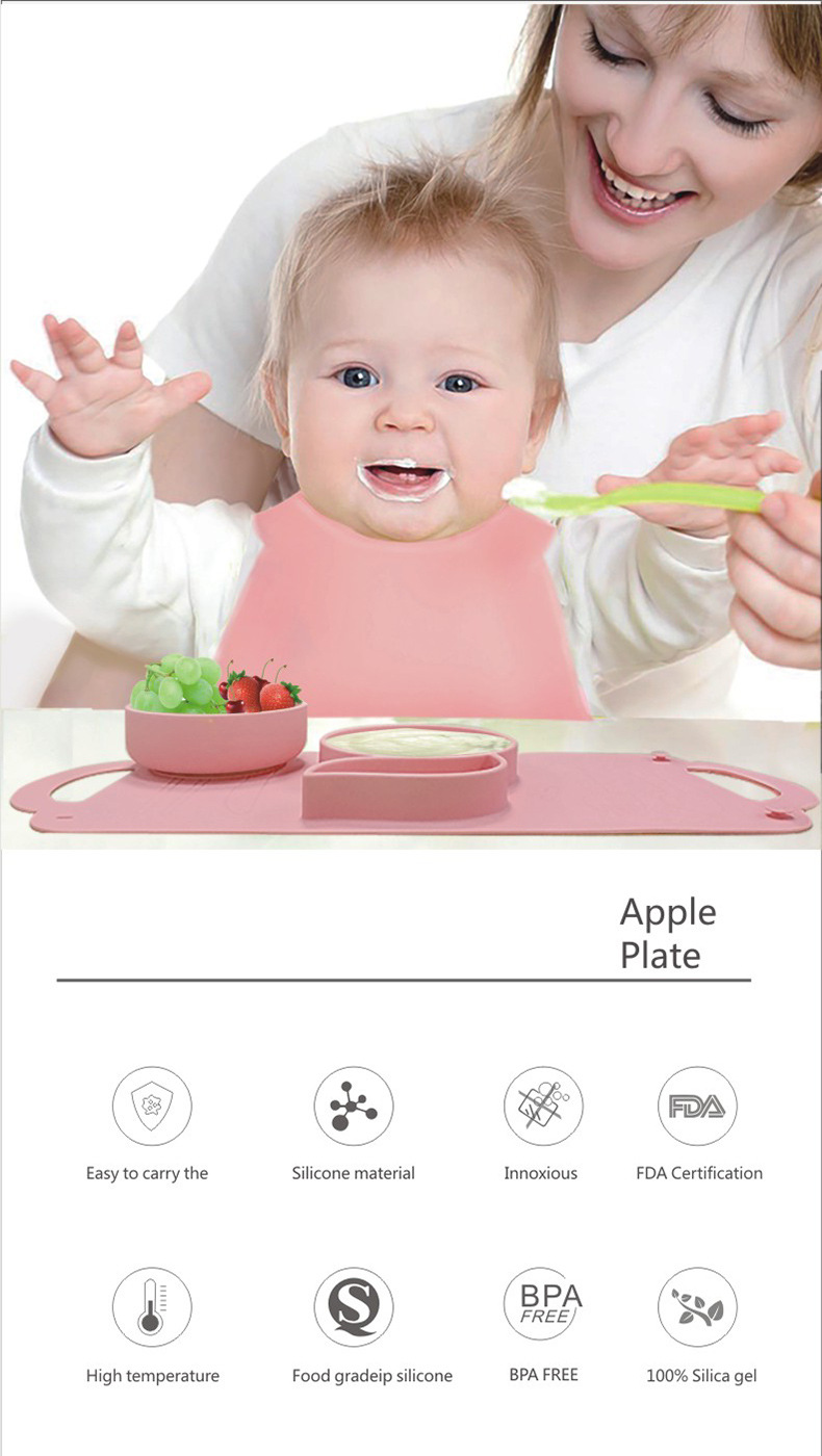 Hot sale Portable Silicone baby plate children feeding dinner plates bowls anti-fall tray