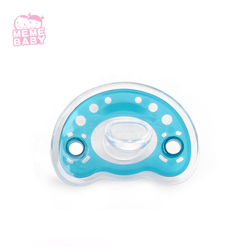 LFGB Eco Friendly Safe Soft Teething Toys Dummy Oblate Head Silica Gel Silicone Nipple Baby Pacifier