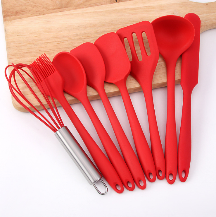 家用小号儿童硅胶烘焙厨具8件套装 硅胶厨房铲勺创意烹饪厨具现货