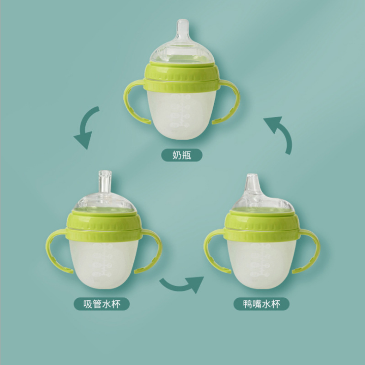 厂家批发新生婴儿奶瓶仿母乳防胀气防摔硅胶宝宝戒奶断奶软身喂养
